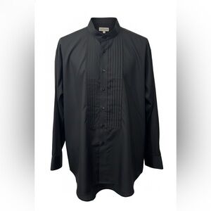 LUCASINI Elegant Men's  black tuxedo Shirt